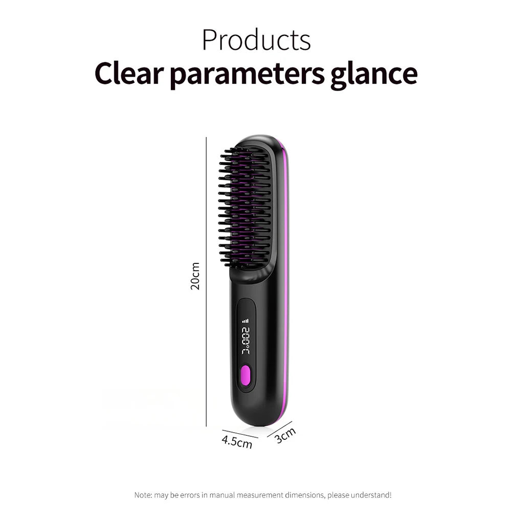 LCD wireless straightening comb